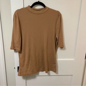 Camel mock neck knit shirt